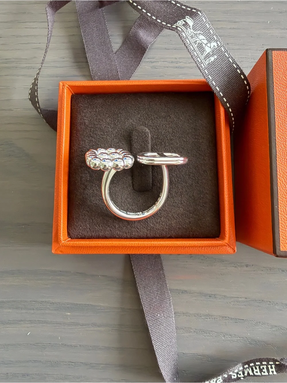 Hermès Silver Ring- Size 56